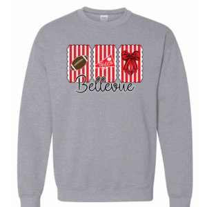 Grey Lady Red Cheer Crew Neck